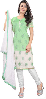 

Jiya Chanderi Self Design, Embroidered Salwar Suit Dupatta Material(Un-stitched), Off-white;pista green