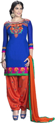 

Party Wear Dresses Georgette Embroidered Semi-stitched Salwar Suit Dupatta Material, Blue