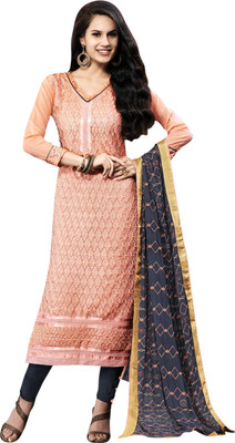 

Jiya Chanderi Self Design, Embroidered Salwar Suit Dupatta Material(Un-stitched), Black;orange