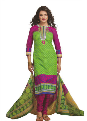 

Pshopee Cotton Printed Salwar Suit Dupatta Material(Un-stitched), Green