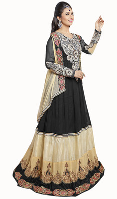 

Khushali Georgette Self Design, Embroidered Salwar Suit Dupatta Material(Un-stitched), Beige;black