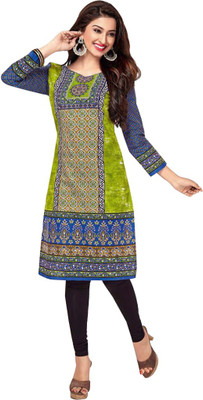 

Party Wear Dresses Cotton Printed Kurti Fabric(Un-stitched), Multicolor