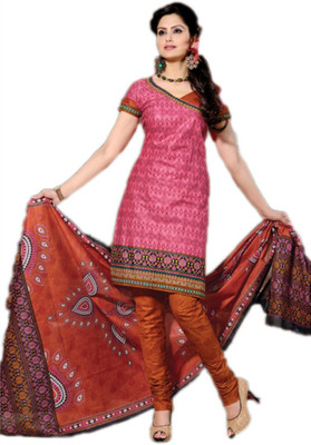 

Party Wear Dresses Cotton Printed Semi-stitched Salwar Suit Dupatta Material, Multicolor