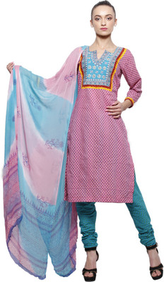 

PinkShink Cotton Printed Salwar Suit Dupatta Material(Un-stitched), Pink