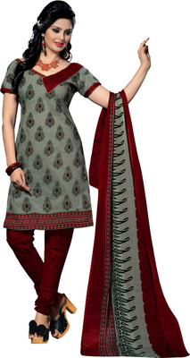 

Khushali Cotton Self Design, Printed Salwar Suit Dupatta Material(Un-stitched), Grey