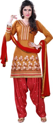 

Jiya Cotton Self Design, Embroidered Salwar Suit Dupatta Material(Un-stitched), Dark yellow;red