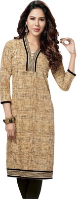 

Indian Wear Online Cotton Printed Kurti Fabric(Un-stitched), Gold