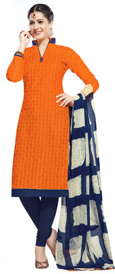 

Jiya Cotton Self Design Salwar Suit Dupatta Material(Un-stitched), Blue;orange