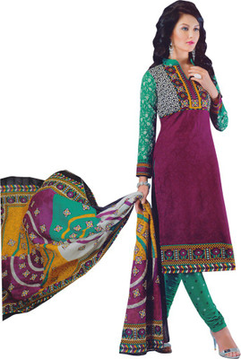 

Alolah Cotton Printed Salwar Suit Dupatta Material(Un-stitched), Purple