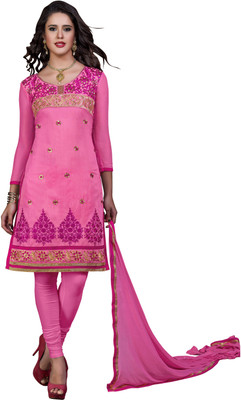 

Khushali Cotton Self Design, Embroidered Salwar Suit Dupatta Material(Un-stitched), Pink