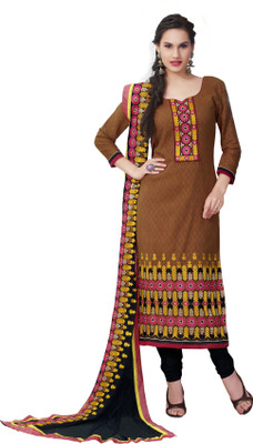 

BanoRani Cotton Embroidered Dress/Top Material(Un-stitched), Black