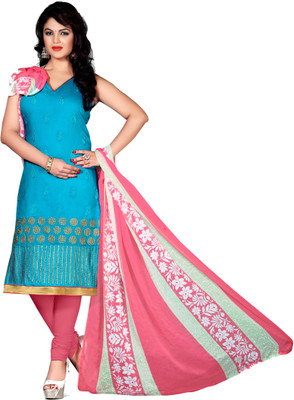 

Trendz Apparels Chanderi Embroidered Salwar Suit Dupatta Material(Un-stitched), Blue