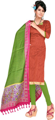 

Jiya Silk Self Design Salwar Suit Dupatta Material(Un-stitched), Light green;orange