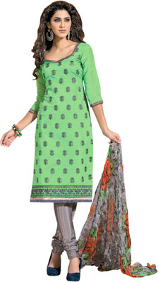 

Khushali Chanderi Self Design, Embroidered Dress/Top Material(Un-stitched), Light green