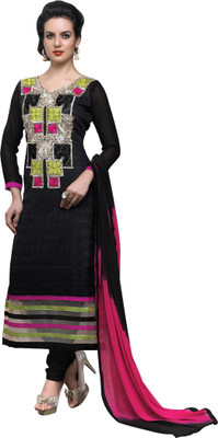 

Araja Cotton Embroidered Semi-stitched Salwar Suit Dupatta Material, Black