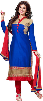 

Khushali Cotton Self Design, Embroidered Salwar Suit Dupatta Material(Un-stitched), Dark blue