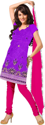 

Party Wear Dresses Cotton Embroidered Salwar Suit Dupatta Material(Un-stitched), Purple