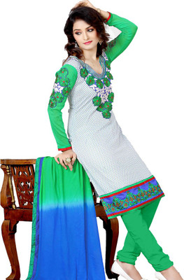 

Araja Cotton Embroidered Salwar Suit Dupatta Material(Un-stitched), Green