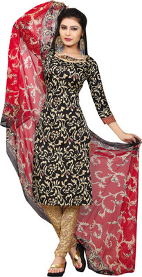 

Trendz Apparels Crepe Printed Salwar Suit Dupatta Material(Un-stitched), Black
