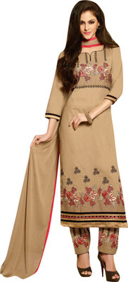 

Dazzling Array Cotton Embroidered Semi-stitched Salwar Suit Dupatta Material, Beige
