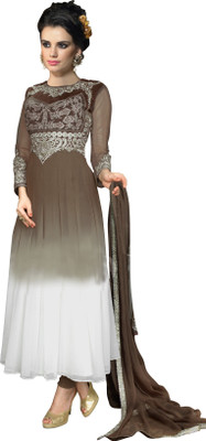 

Jiya Georgette Self Design, Embroidered, Embellished Salwar Suit Dupatta Material(Un-stitched), Brown;white