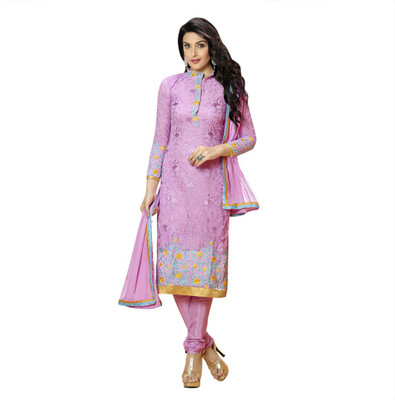 GoAavaran Georgette Embroidered Salwar Suit Dupatta Material(Un-stitched), Pink