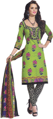 

Party Wear Dresses Cotton Printed Semi-stitched Salwar Suit Dupatta Material, Multicolor