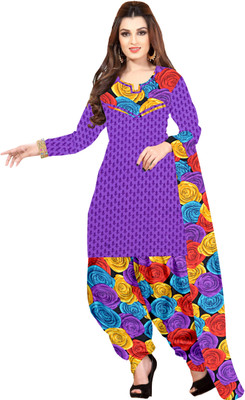 

Khushali Crepe Printed Dress/Top Material(Un-stitched), Purple