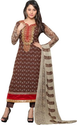 

Vbuyz Georgette Embroidered Semi-stitched Salwar Suit Dupatta Material, Brown