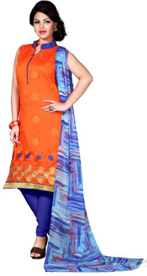 

Trendz Apparels Chanderi Embroidered Salwar Suit Dupatta Material(Un-stitched), Orange