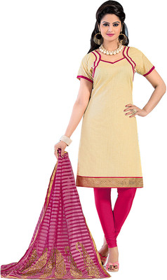 

Jiya Chanderi Self Design Salwar Suit Dupatta Material(Un-stitched), Beige;pink