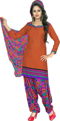 

Jiya Crepe Self Design, Printed Salwar Suit Dupatta Material(Un-stitched), Multicolor;orange