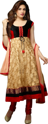 

V And V Shop Cotton Embroidered Semi-stitched Salwar Suit Dupatta Material, White