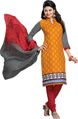 

Dfolks Cotton Printed Salwar Suit Dupatta Material(Un-stitched), Orange