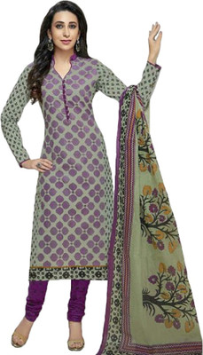 

Party Wear Dresses Cotton Printed Salwar Suit Dupatta Material(Un-stitched), Purple
