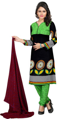 

Khushali Crepe Self Design, Printed Salwar Suit Dupatta Material(Un-stitched), Black;green