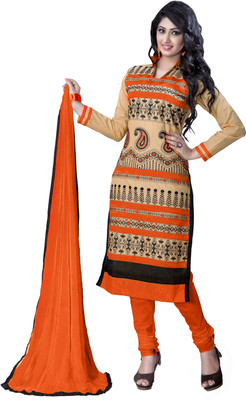 

Khushali Cotton Self Design, Embroidered Salwar Suit Dupatta Material(Un-stitched), Beige;orange