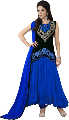

Khushali Net Self Design, Embroidered Salwar Suit Dupatta Material(Un-stitched), Blue