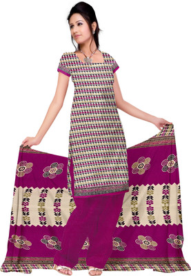 

Jiya Cotton Printed Salwar Suit Dupatta Material(Un-stitched), Multicolor;pink