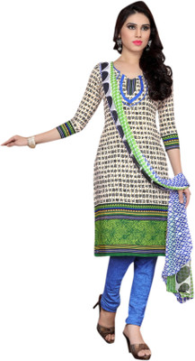 

Trendz Apparels Cotton Printed Dress/Top Material(Un-stitched), Beige