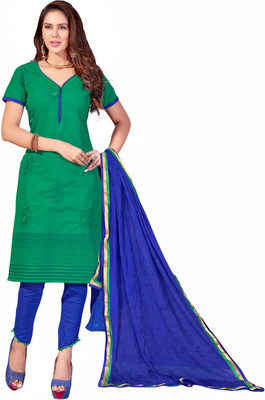 

Khushali Cotton Self Design, Embroidered Salwar Suit Dupatta Material(Un-stitched), Blue;green