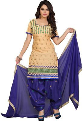 

Trendz Apparels Cotton Embroidered Salwar Suit Dupatta Material(Un-stitched), Gold