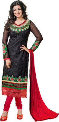 

Women Latest Fancy Designer Salwar Suit Georgette Self Design, Embroidered Salwar Suit Dupatta Material(Un-stitched), Black