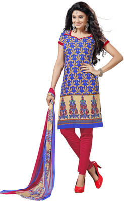 

Trendz Apparels Cotton Printed Dress/Top Material(Un-stitched), Blue