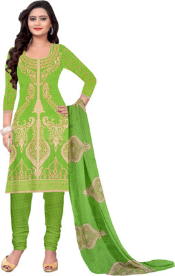 

Khushali Crepe Self Design, Printed Salwar Suit Dupatta Material(Un-stitched), Beige;light green