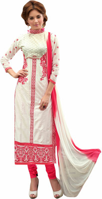 

Trendz Apparels Cotton Embroidered Salwar Suit Dupatta Material(Un-stitched), White