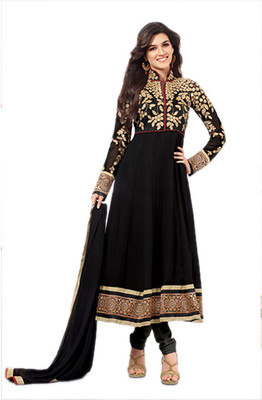 

Party Wear Dresses Georgette Embroidered Semi-stitched Salwar Suit Dupatta Material, Black