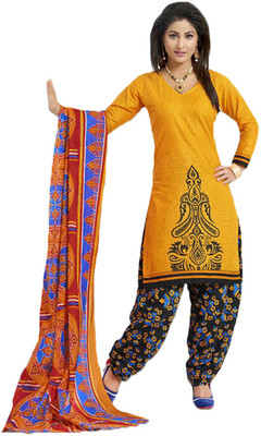 

Party Wear Dresses Cotton Printed Salwar Suit Dupatta Material(Un-stitched), Yellow