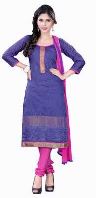 

Khushali Chanderi Self Design, Embroidered Salwar Suit Dupatta Material(Un-stitched), Purple