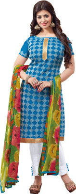 

Jiya Chanderi Self Design, Embroidered Salwar Suit Dupatta Material(Un-stitched), Light blue;multicolor;white